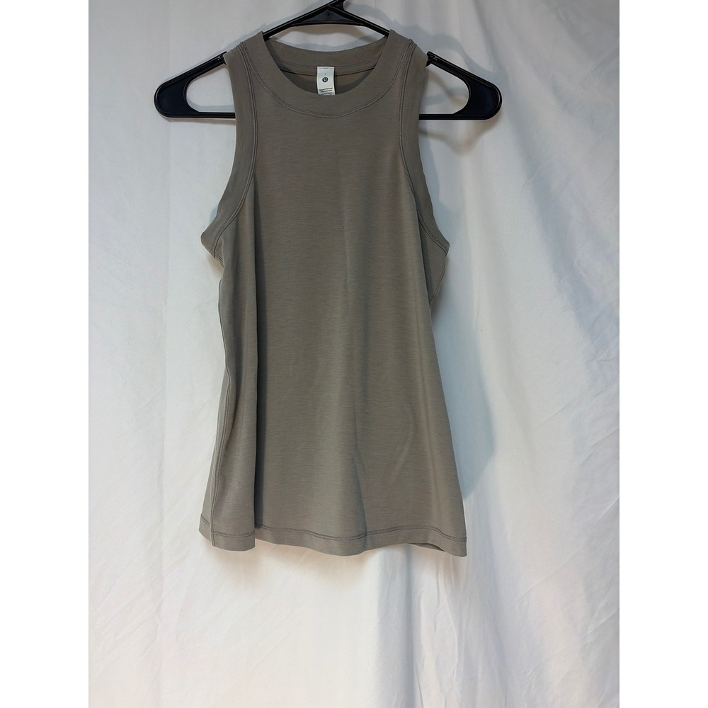 Lululemon Hold Tight Tank Top Grey Taupe Ribbed Racerback LW1ES8S Size 2
